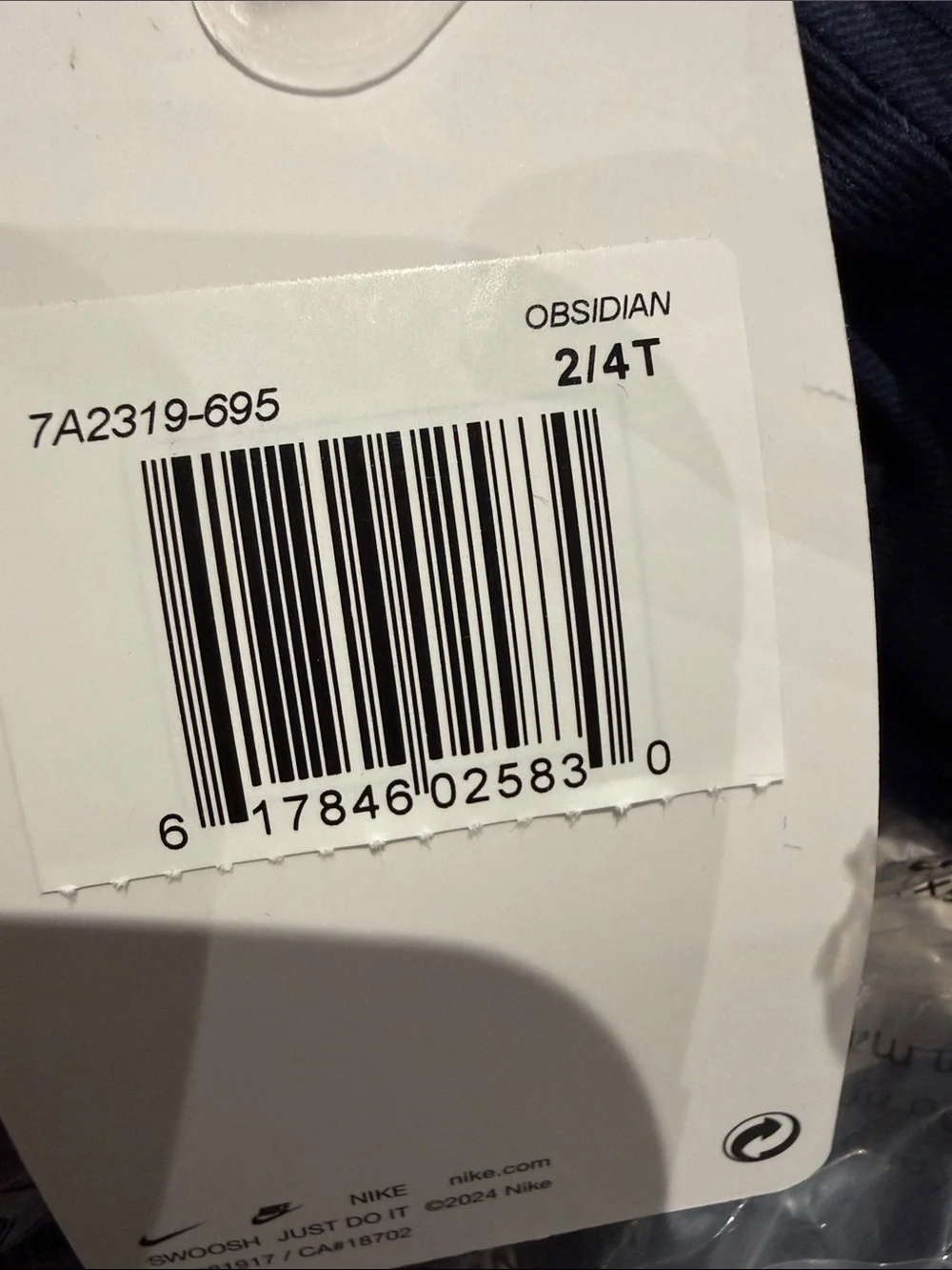 Nike Navy blue- Ripstop Swoosh Graphic Baseball Cap, Obsidian, 2/4T.  2795